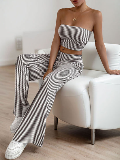 Striped Off-Shoulder Top & Palazzos Co-Ords