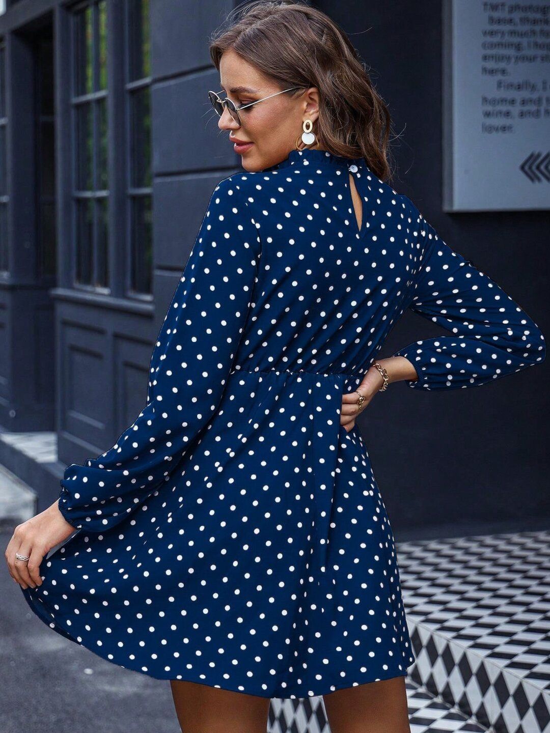 Polka Dot Print Fit & Flare Dress
