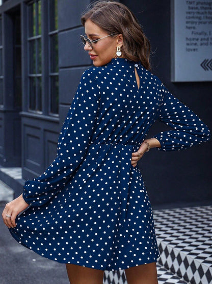 Polka Dot Print Fit & Flare Dress