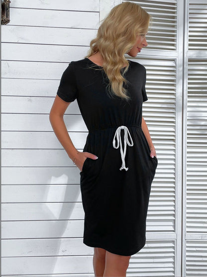 T-shirt Dress in Black cotton - Nowi Korean Fashion