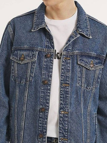 NOWI Men Regular Fit Solid Denim Jacket