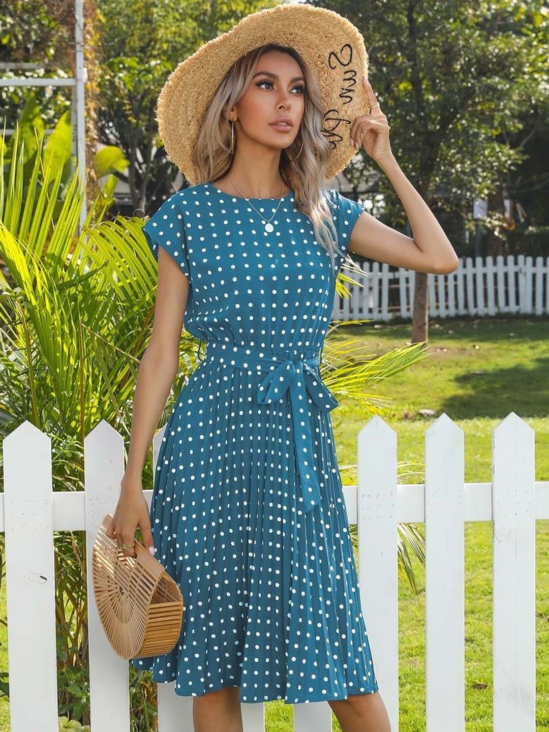 NOWI Polka Dot Print Fit & Flare Dress