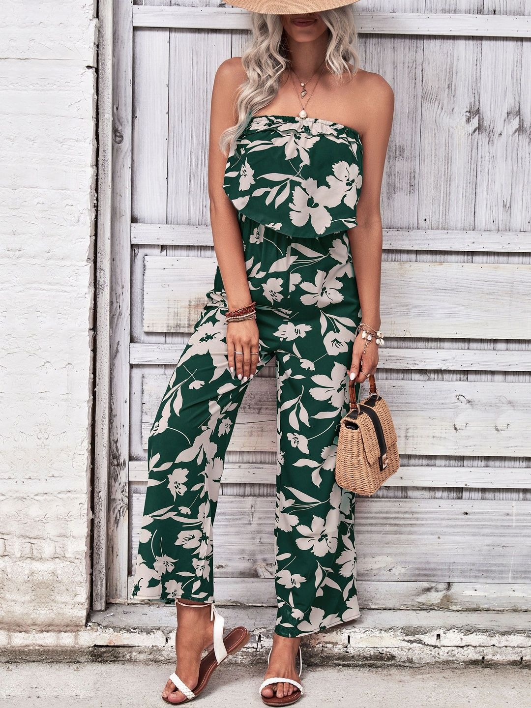 Printed Basic Jumpsuit with Layered