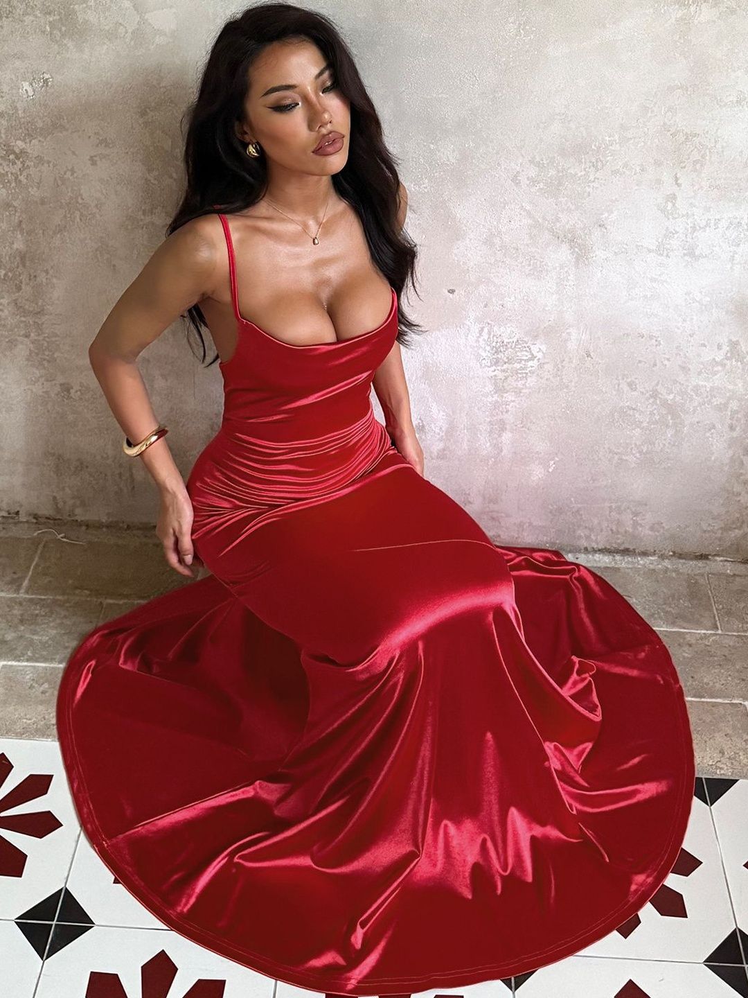 NOWI Cowl Neck Maxi Dress