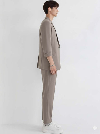 Solid Blazer with Trousers