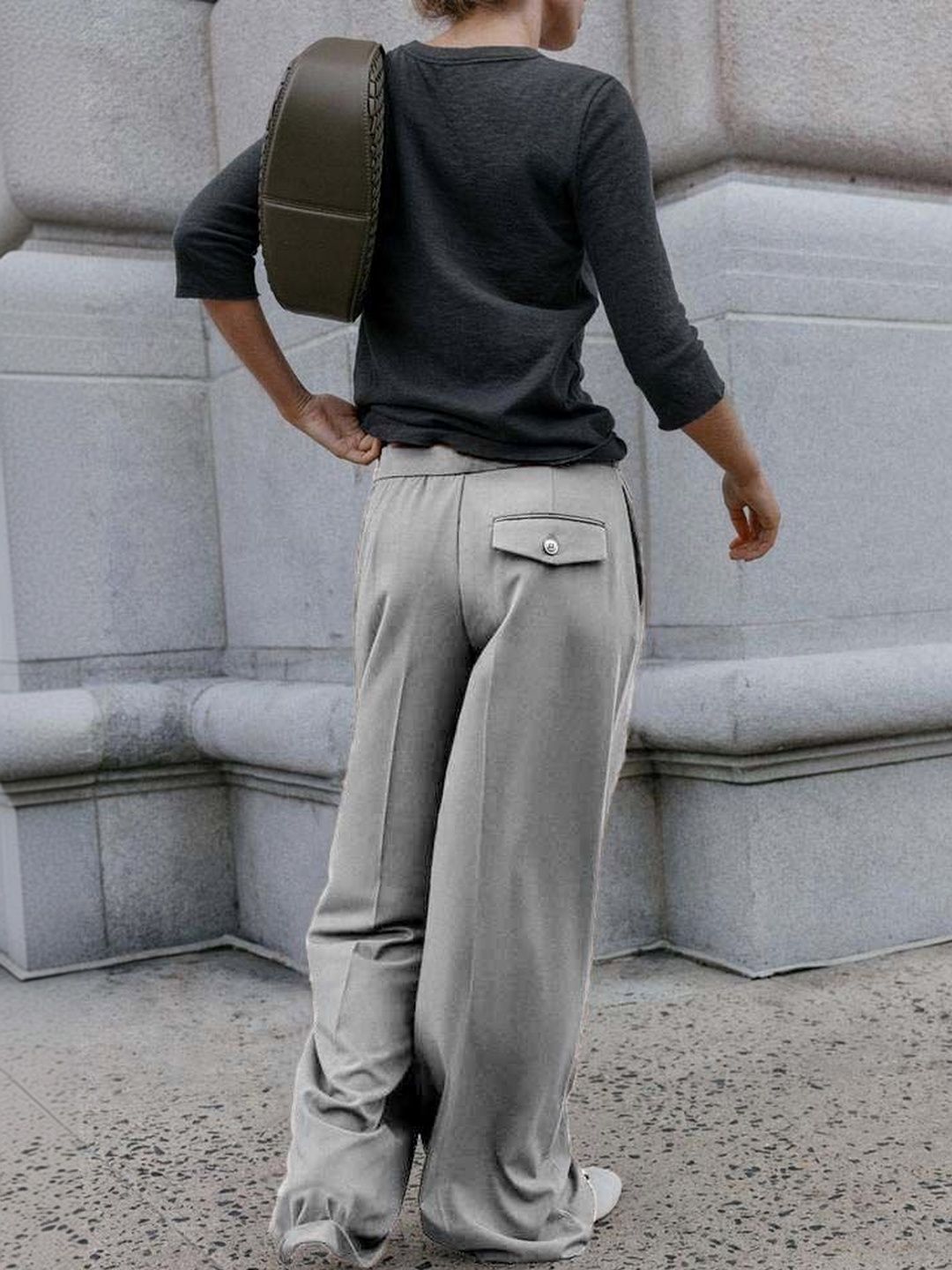 Women High-Rise Pleated Trousers