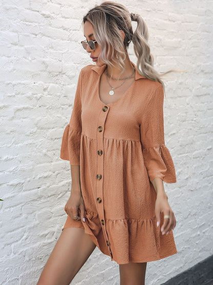 Bell Sleeve A-Line Mini Dress