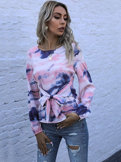 Women's Beige Nowi Tie & Dye Top