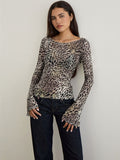NOWI Animal Print Bell Sleeve Top - Nowi Korean Fashion