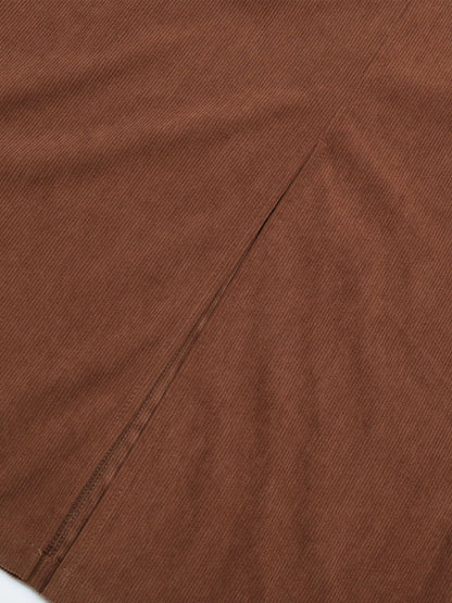 Women's Brown Pinafore Midi Dress