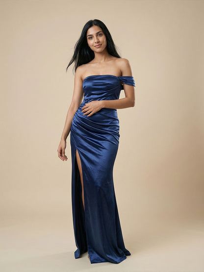 Women's Brown Nowi Off-Shoulder Sheath Maxi Dress