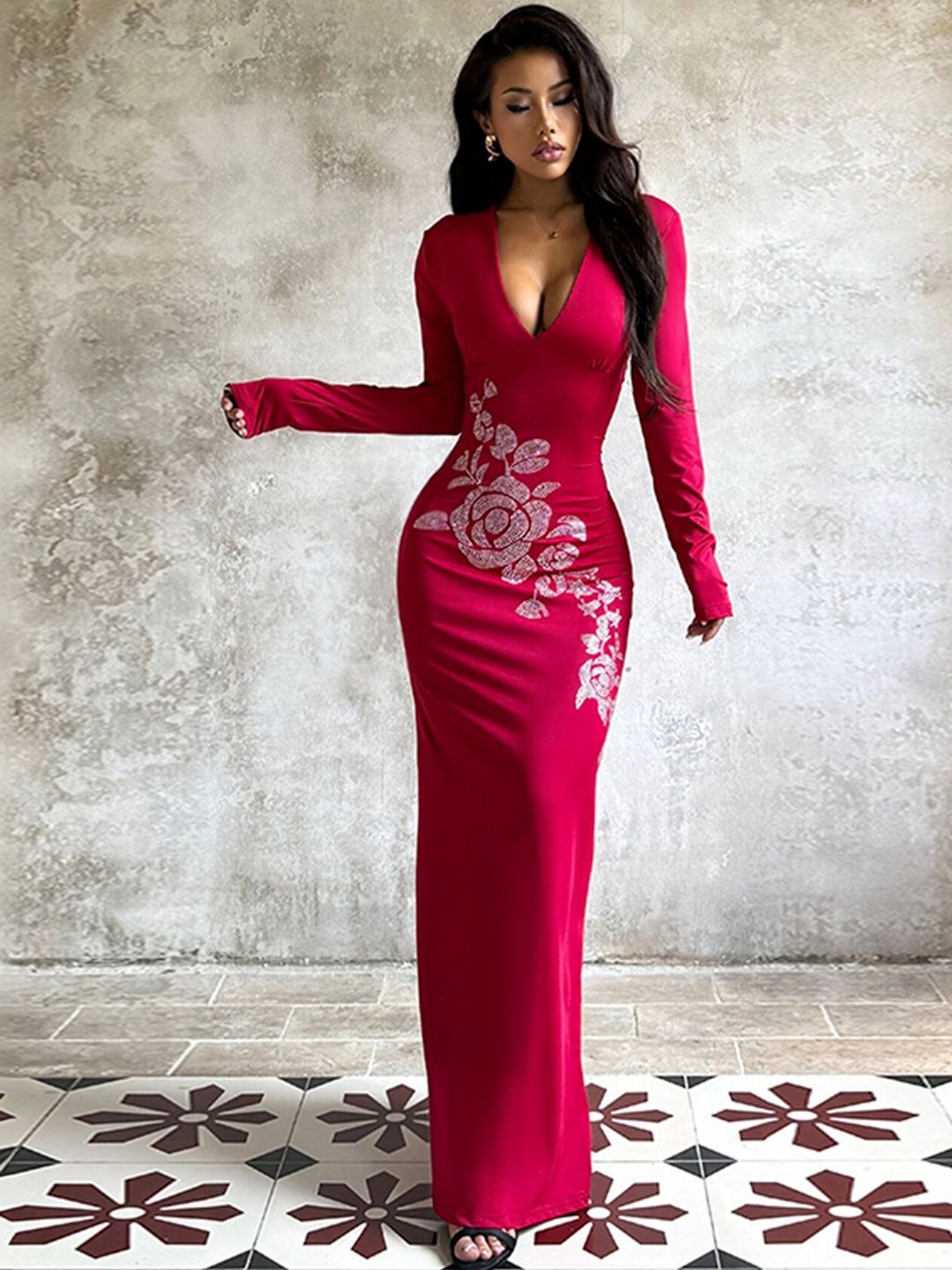 Floral Sheath Maxi Dress
