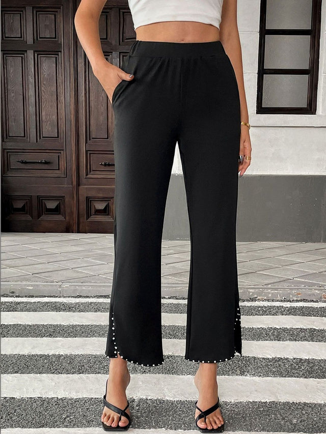 Embellished Non Iron Trousers in Black synthetic - Nowi Korean Fashion