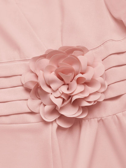 Women's Pink Puff Sleeve Wrap Top