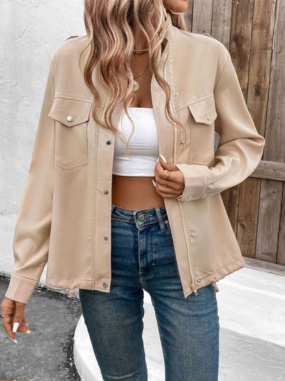 Women's Beige Biker Jacket