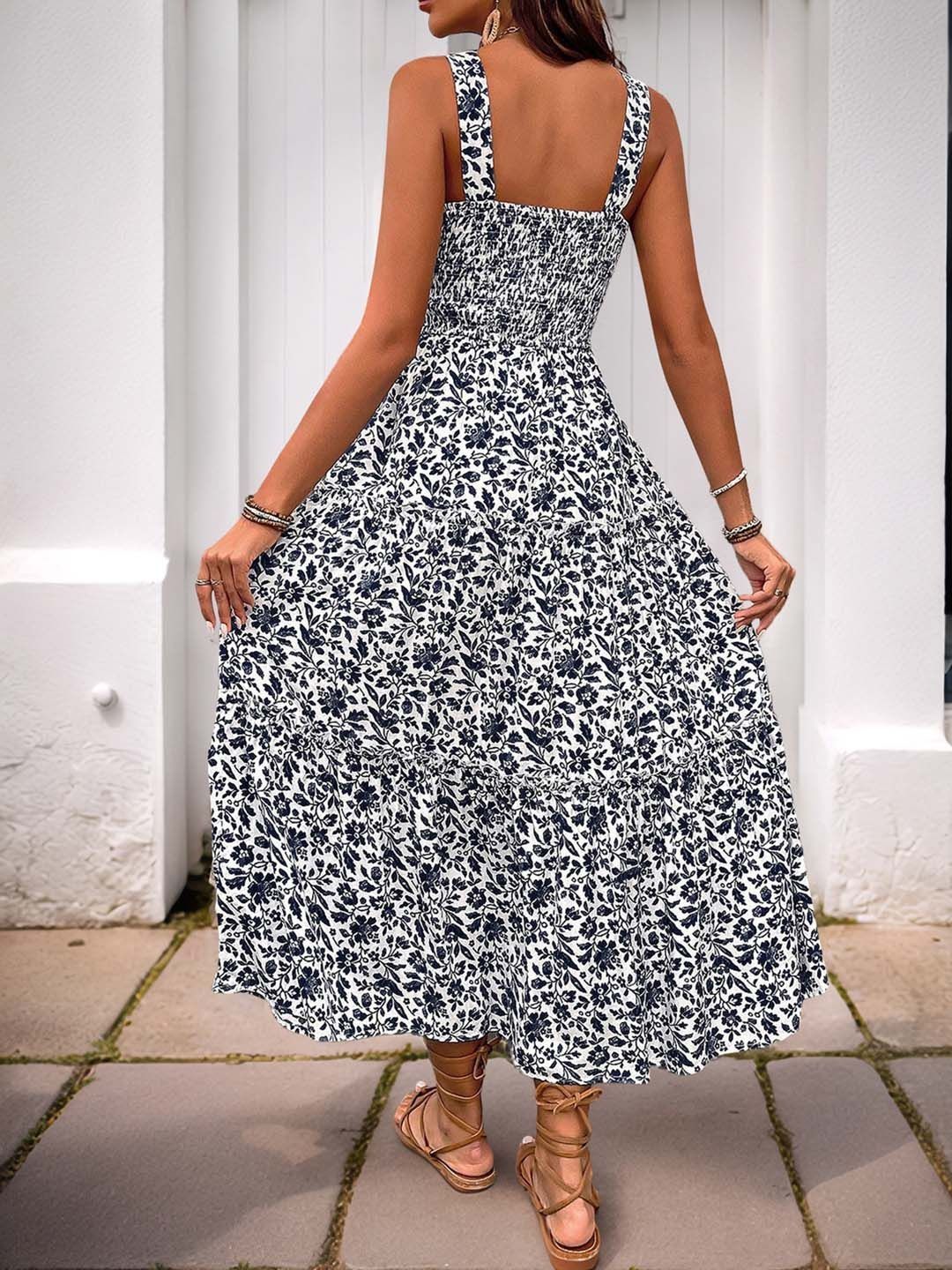 Floral Print A-Line Midi Dress