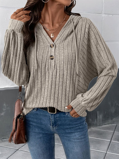 Hooded Sweatshirt in Grey Cotton - Nowi Korean Fashion