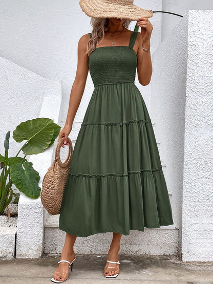 Linen Fit & Flare Midi Dress