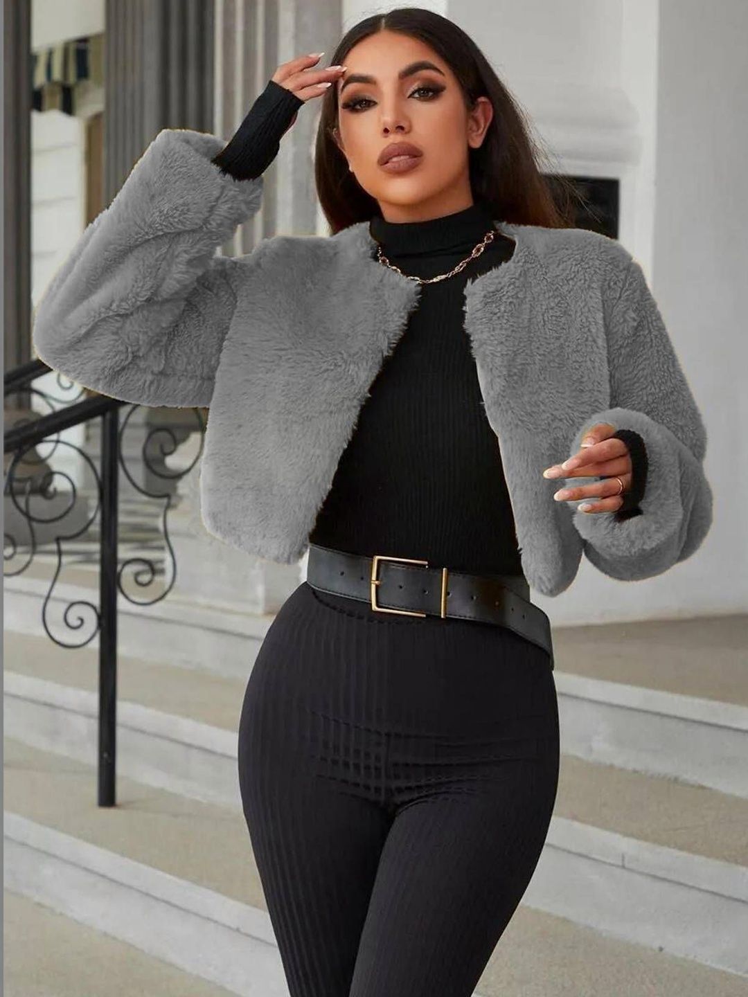NOWI Women Crop Open Front Jacket