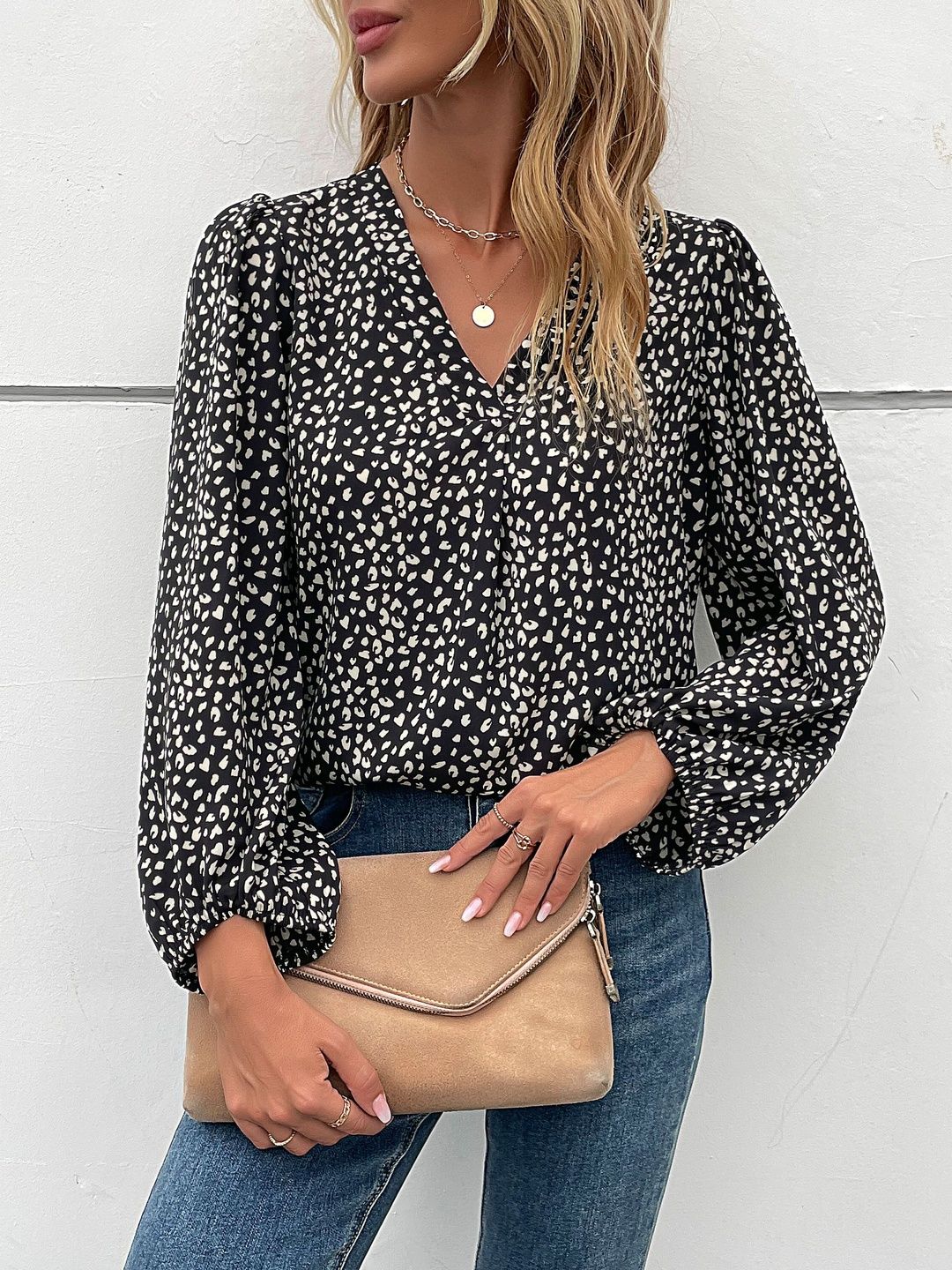 Women's Black Animal Print Top