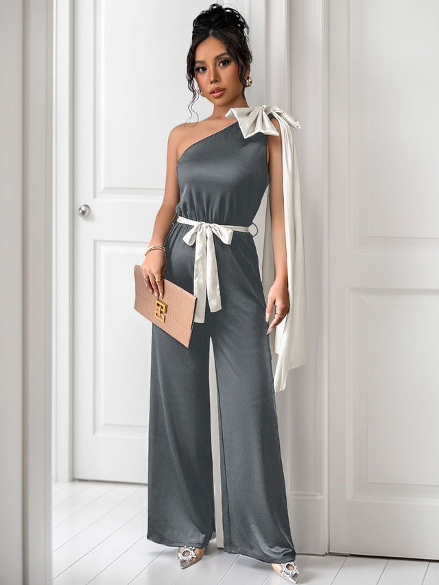 Basic Jumpsuit in Grey synthetic - Nowi Korean Fashion