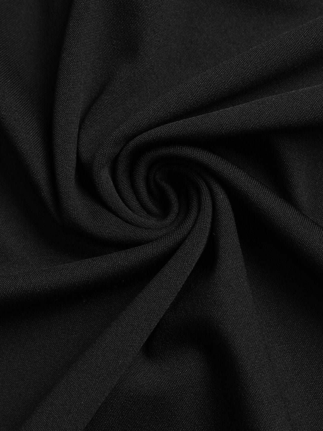 Women's Black Puff Sleeve Ruffled A-Line Dress