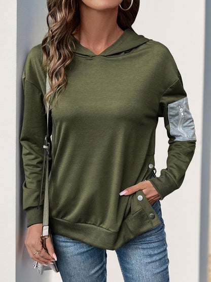 Women Colourblocked Hooded Sweatshirt