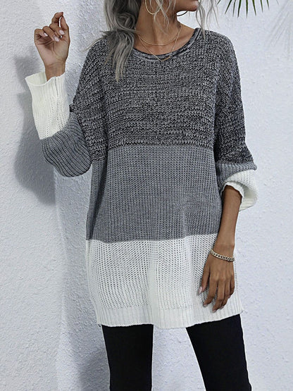 Women's Grey Colourblocked Pullover Blend Printed