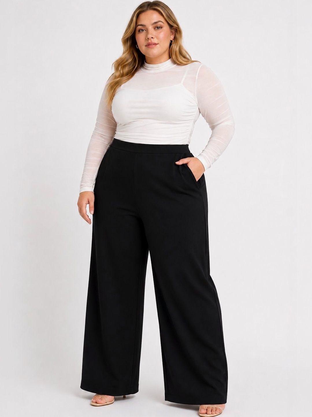 Women Relaxed Straight Fit High-Rise Trousers