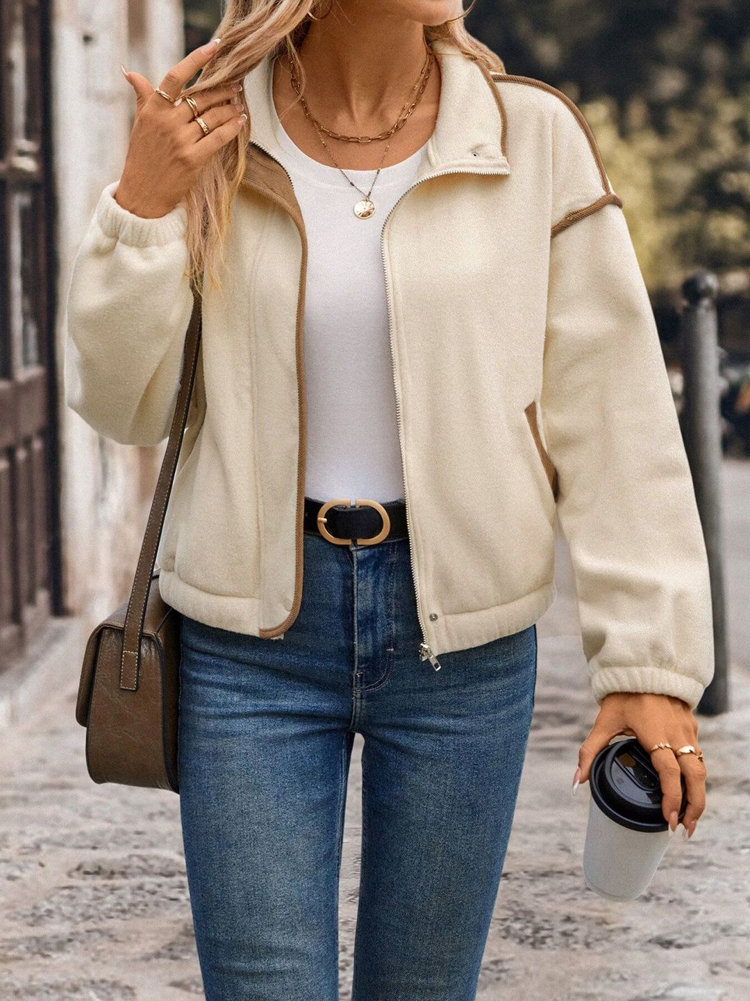 Women Fleece Lightweight Sporty Jacket