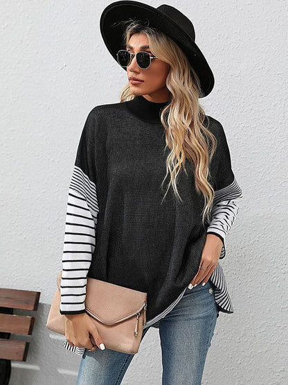 Women's Black Colourblocked Pullover Blend Printed
