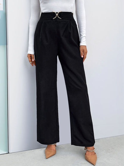 Women High-Rise Pleated Trousers