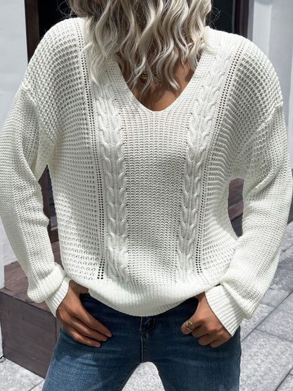 Women's Grey Nowi Women Cable Knit Pullover Printed