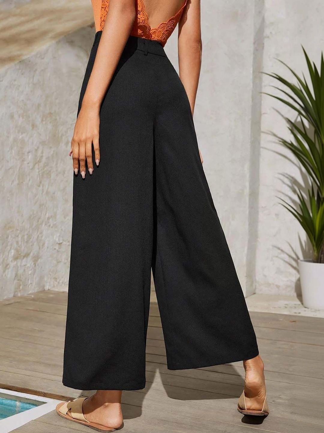 Women Flared High-Rise Trousers