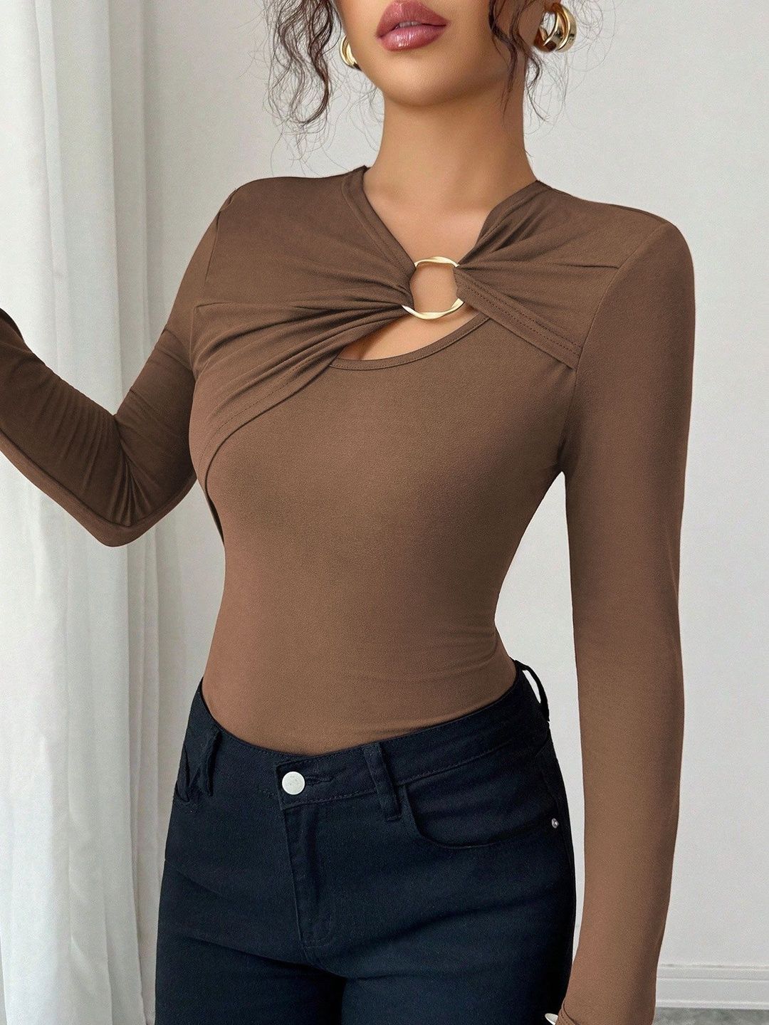 NOWI Keyhole Neck Cotton Top