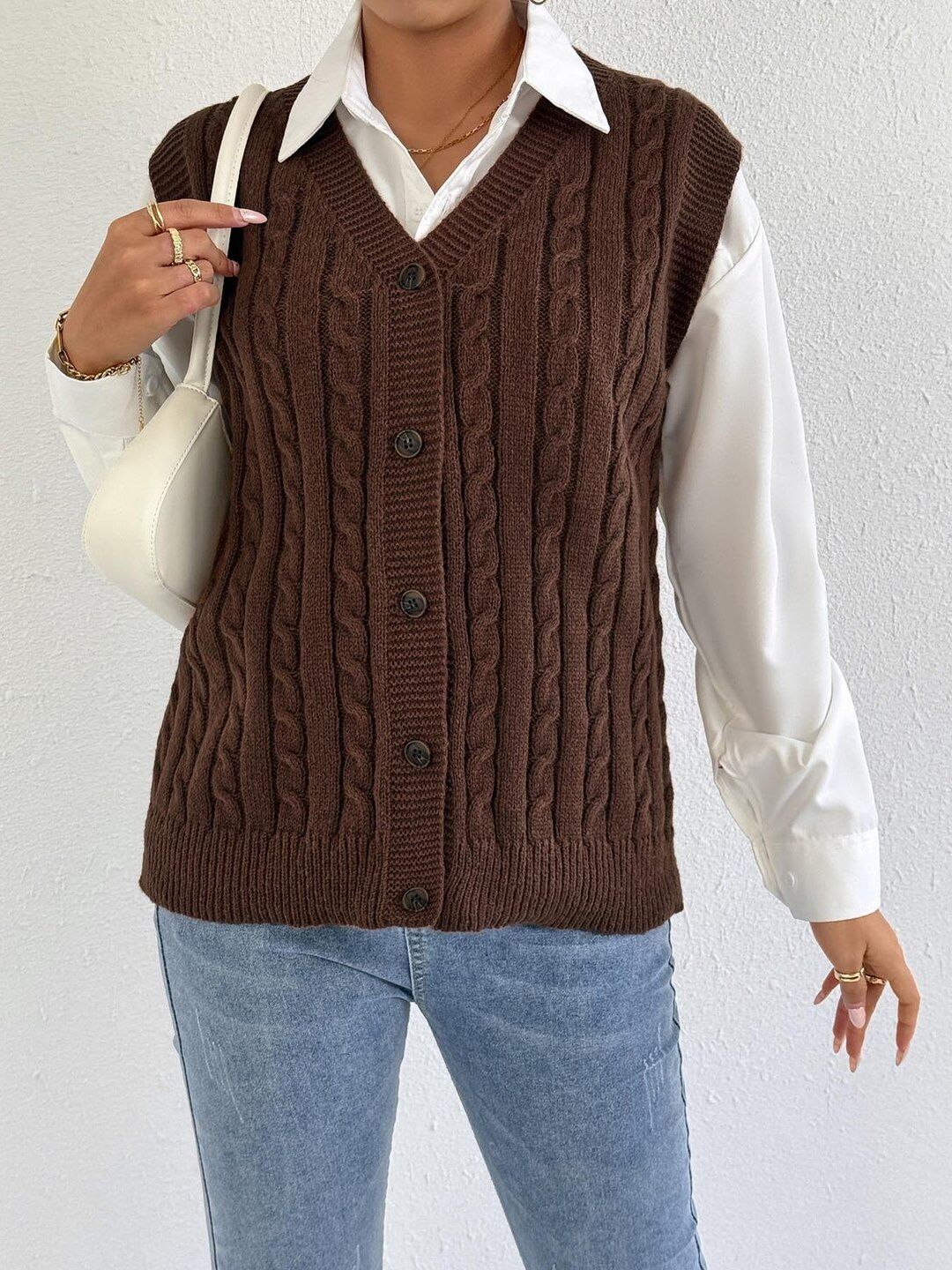 Women Cable Knit Sweater Vest