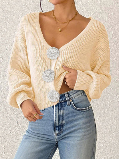 Women Ribbed Crop Cardigan