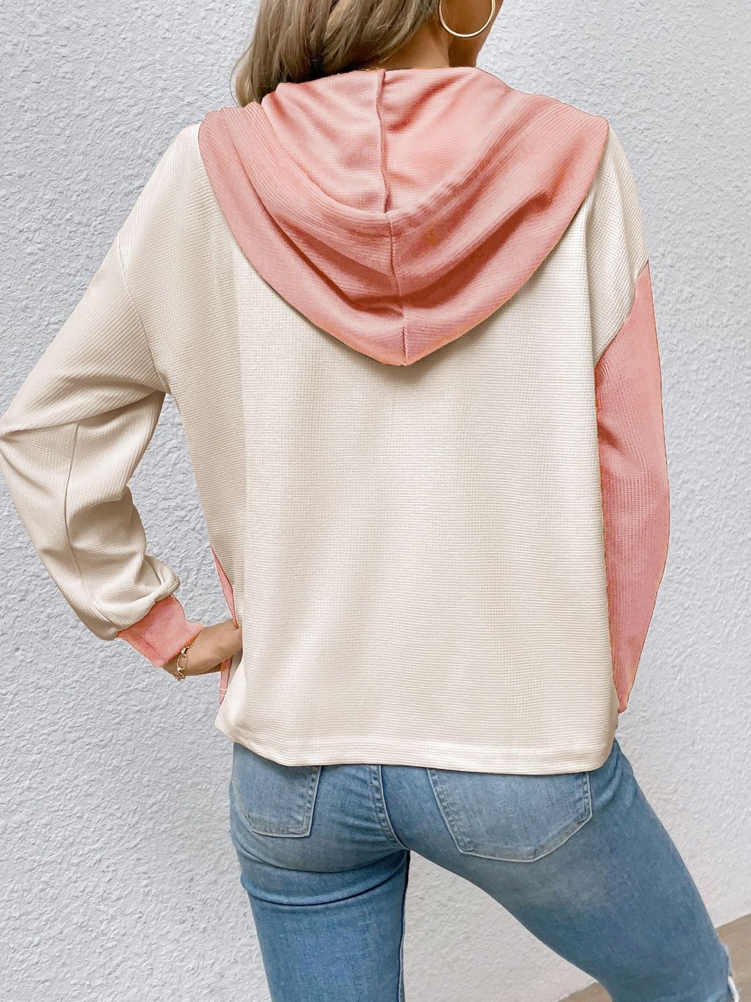 Women Colourblocked Hooded Sweatshirt