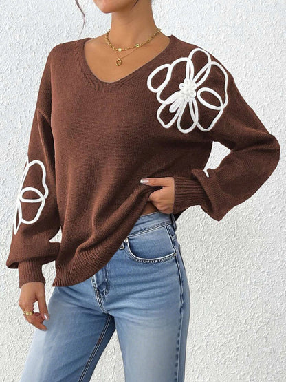 Women Floral Pullover with Embroidered Detail
