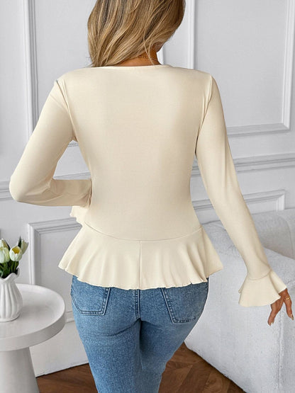 Women's Nowi Flared Sleeve Ruffles Peplum Top