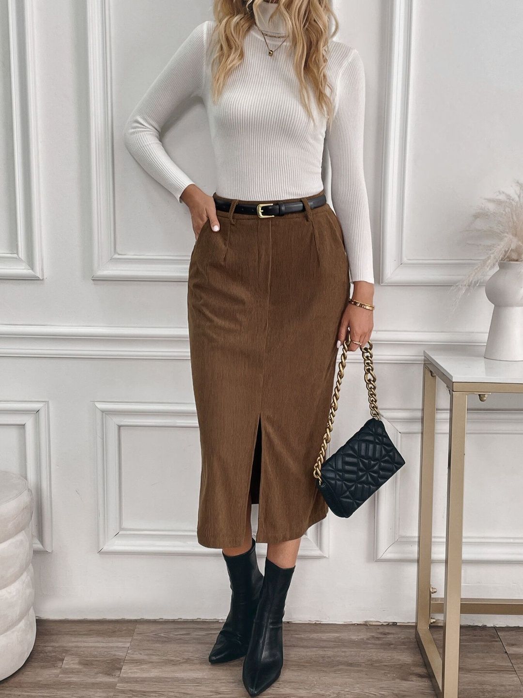Midi Skirt With Front Split