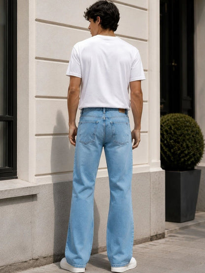Men Bootcut Mid-Rise Light Fade Jeans