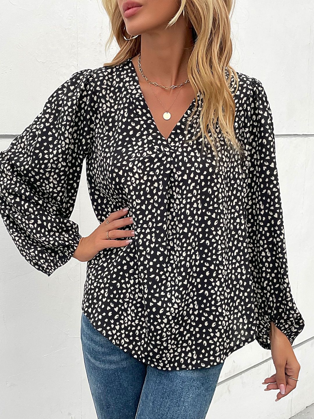 Women's Black Animal Print Top