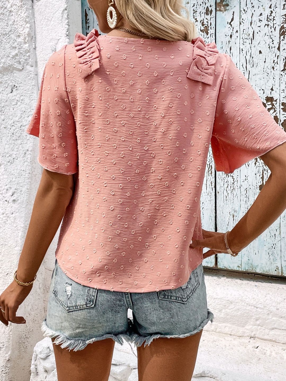 Flutter Sleeve Ruffles Cotton Top
