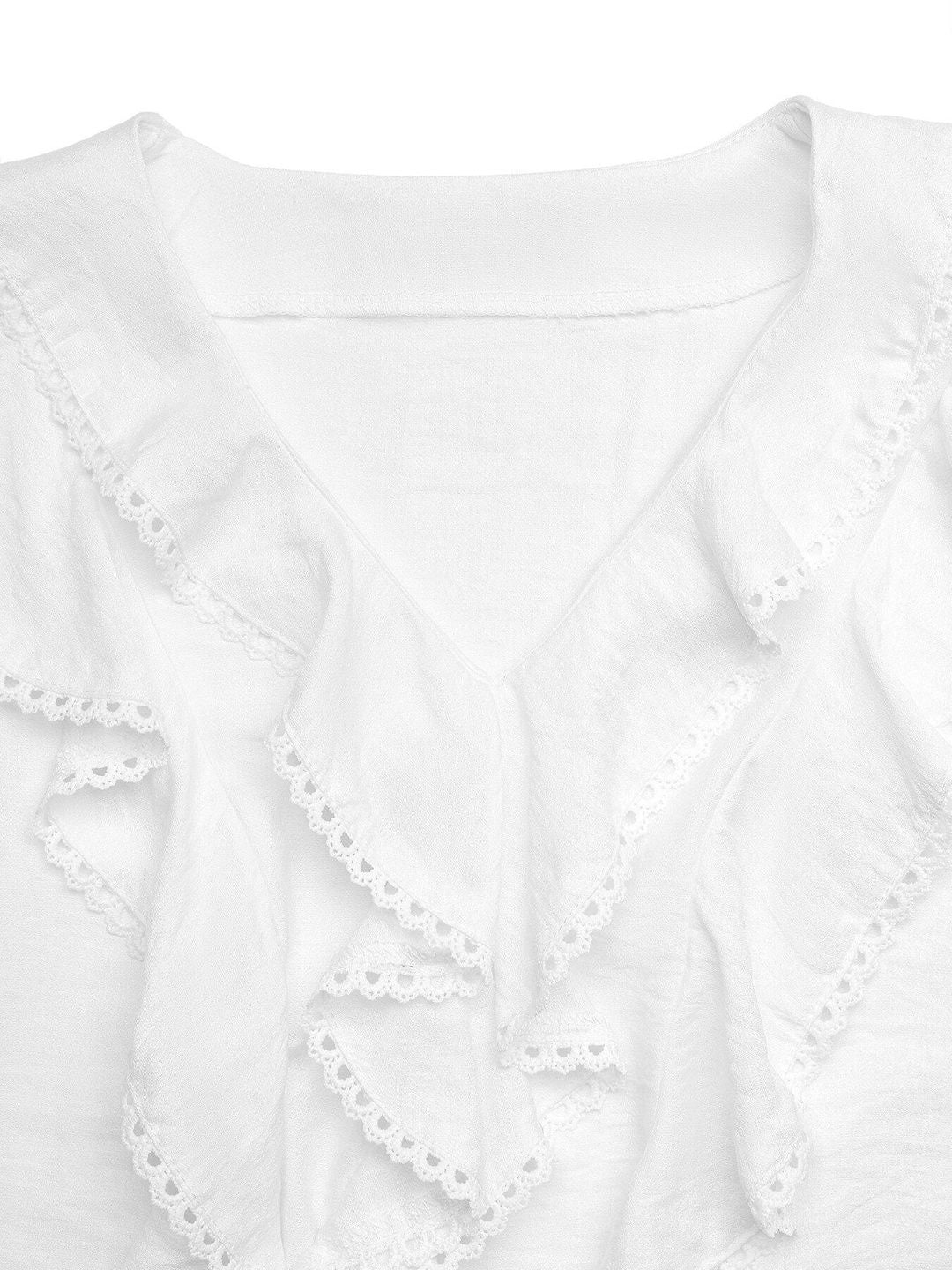 Women's White Ruffles Cotton Top