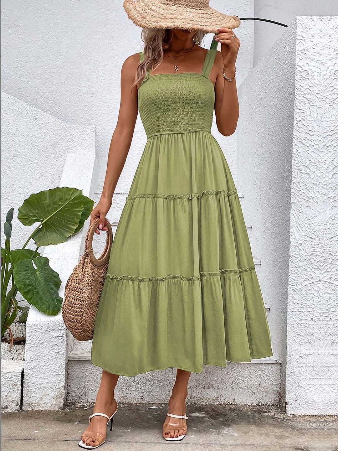 A-Line Midi Dress Style 885 - Nowi Korean Fashion