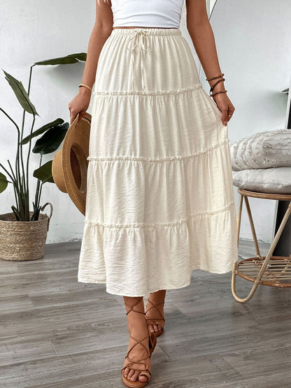 Tiered Flared Cotton Skirts - Nowi Korean Fashion