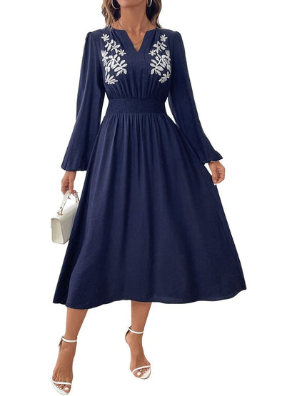 Women's Nowi Floral Embroidered A-Line Midi Dress