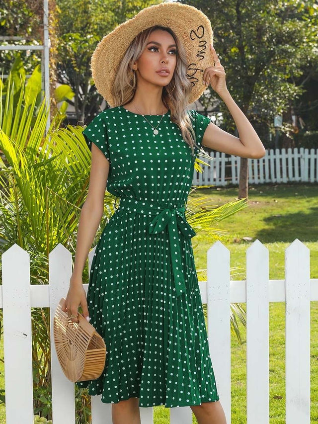 NOWI Polka Dot Print Fit & Flare Midi Dress
