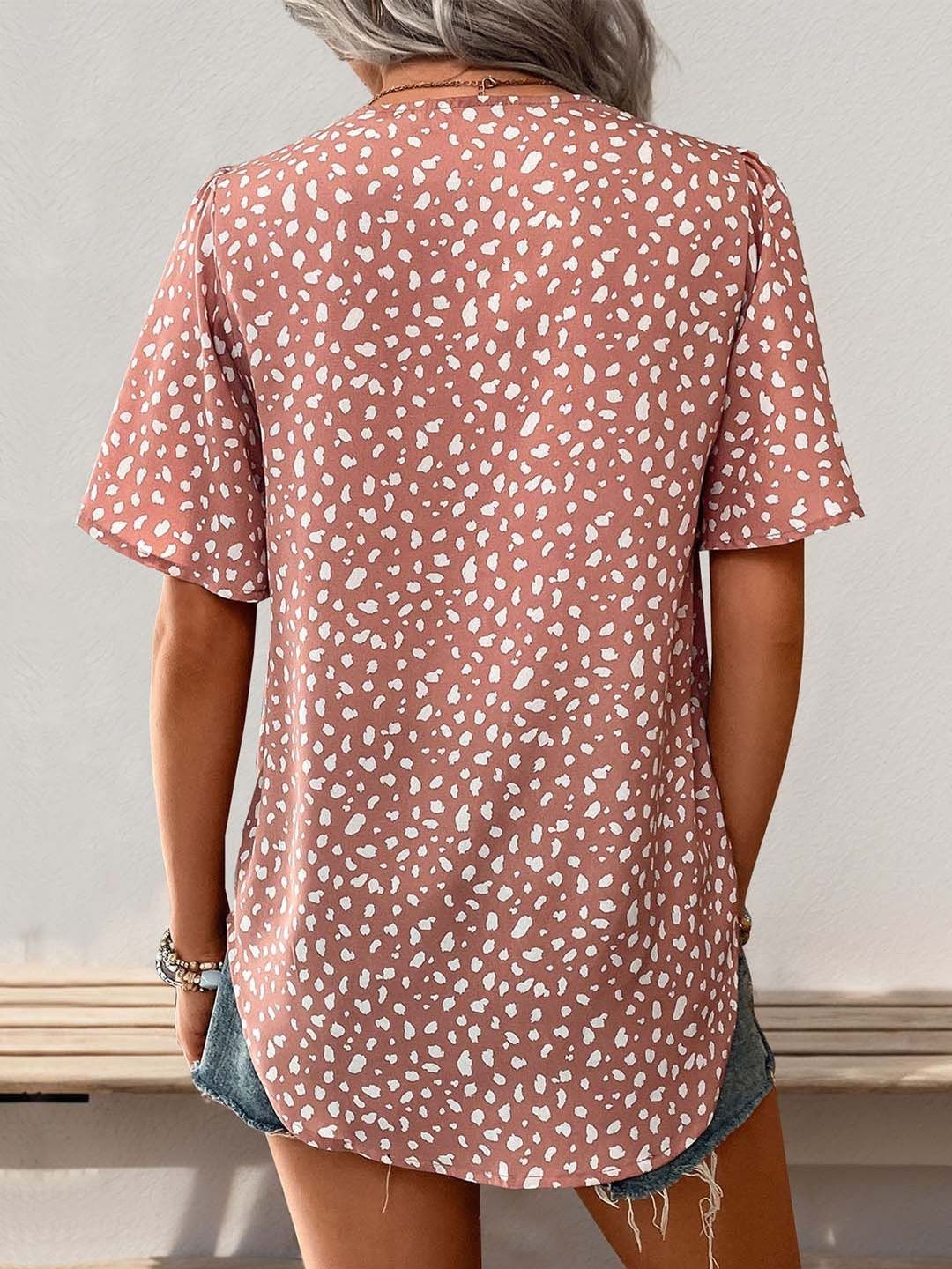 NOWI Animal Printed Flared Sleeve Top